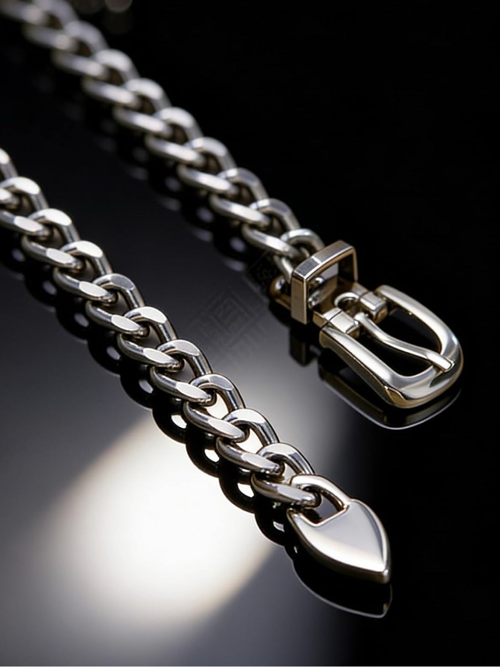 Bold Silver Chunky Chain Belt Choker Necklace - Picture 6 of 8